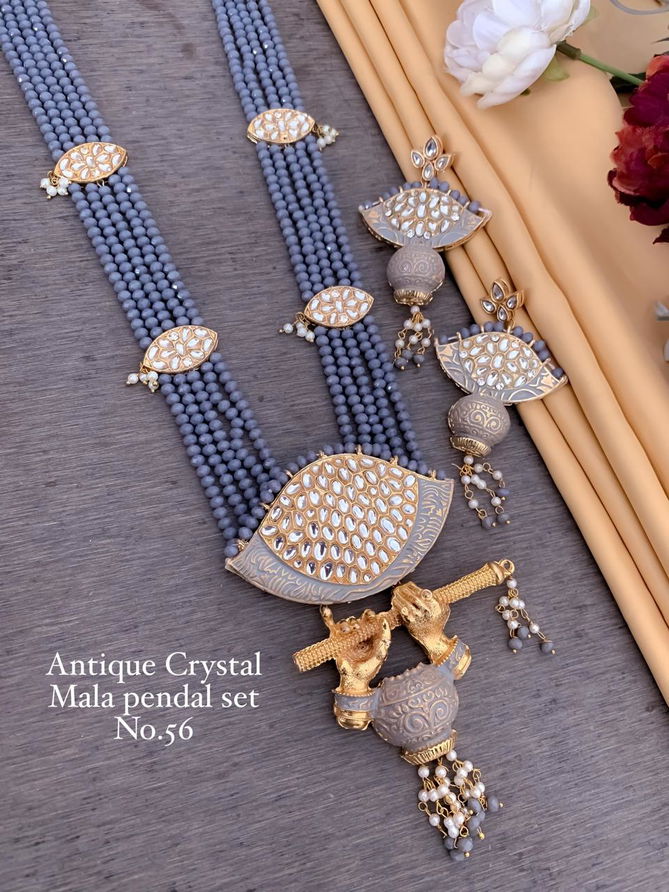 3 Designer Antique Crystal Mala Pendant Set Wholesale Market In Surat
